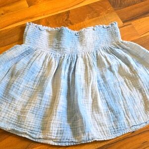 Blue Smocked Bubble Mini Skirt for Casual Wear